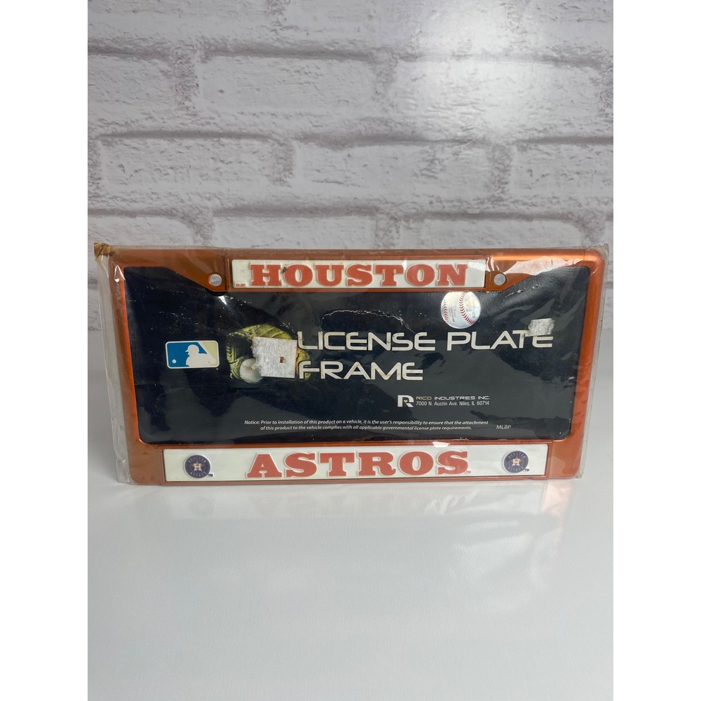 Houston Astros MLB License Plate Frame Rico Industries Orange Metallic New